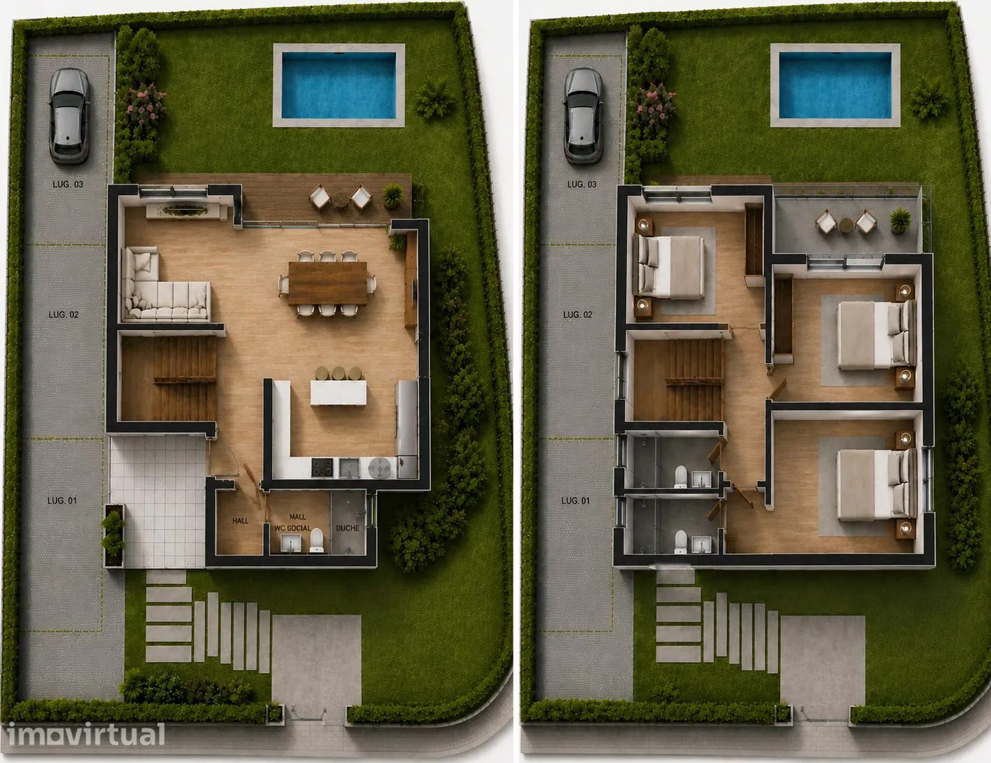 Terreno + Moradia T3 Contemporânea com Piscina | Bicesse